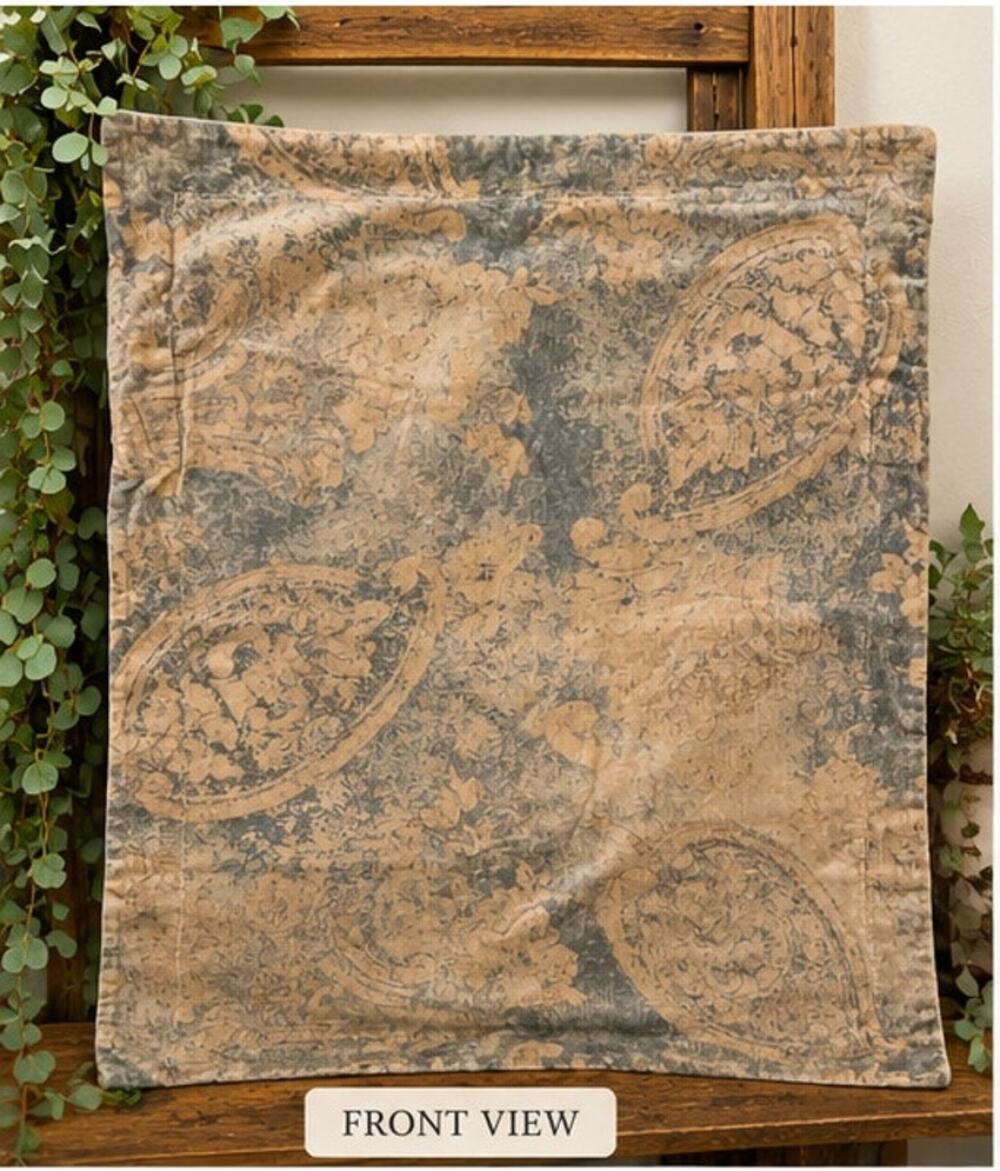 Rare RESTORATION HARDWARE Antiqued Velvet Euro Sham Gray Taupe Set-4